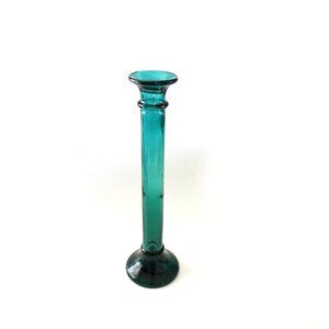 Vintage Emerald Green Glass Candlestick Candle Holder
